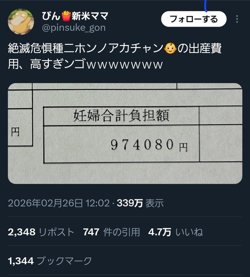 【悲報】今の日本、「絶滅危惧種」を生むとこれだけ費用がかかる模様ｗｗｗｗ